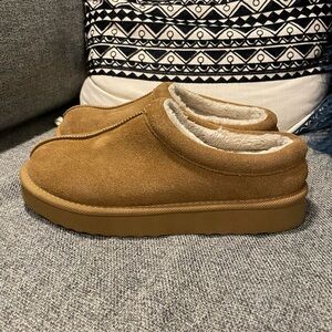 Cozy Tan Suede Slippers mules slides